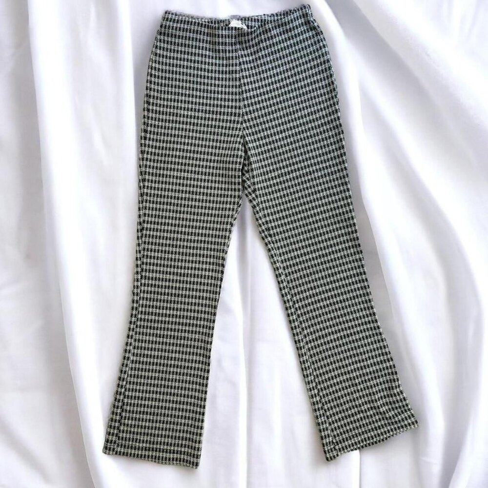 Houndstooth / plaid knit stretch pants